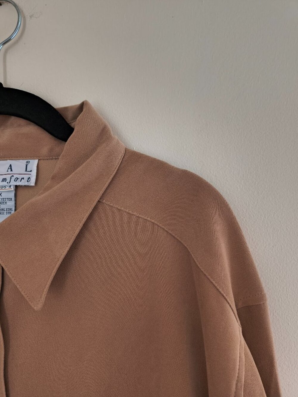 Vintage Real Comfort Tan Button Up Blouse